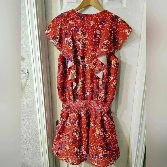 PARKER Red Floral Print Mini Dress - Picture 4 of 5